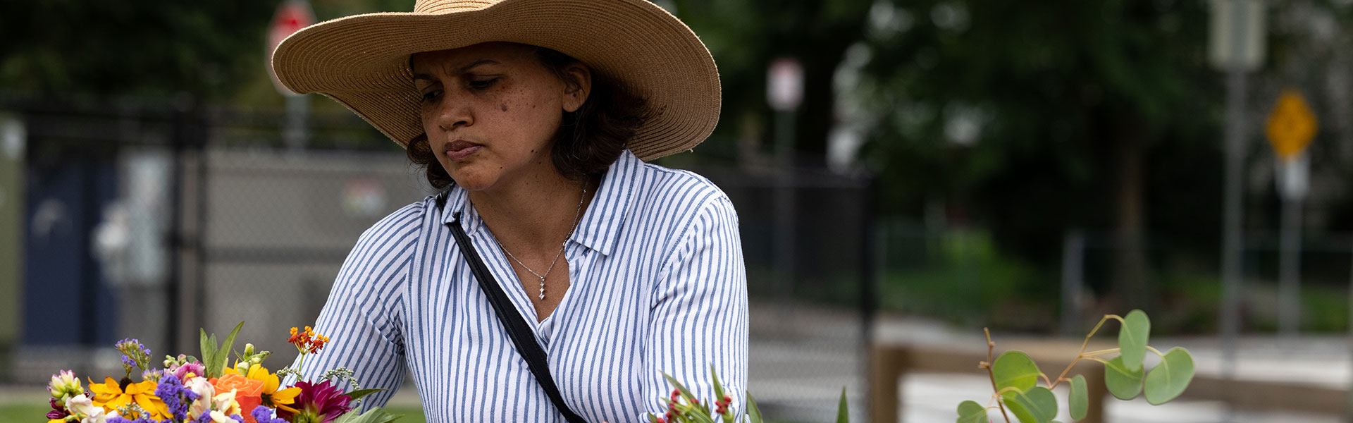 Woman working with flowers